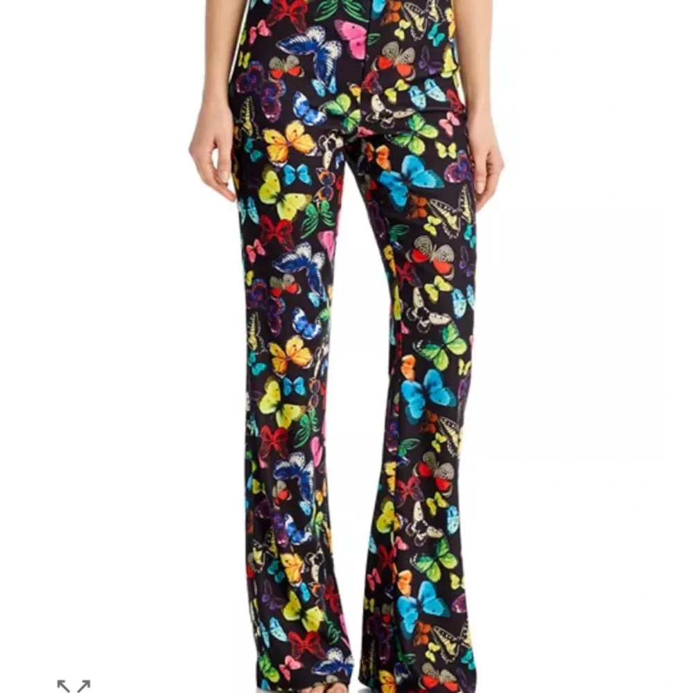 Alice + Olivia Teeny Rainbow Butterfly Print Flare Bell Bottom Pants Size 4 - Picture 16 of 16